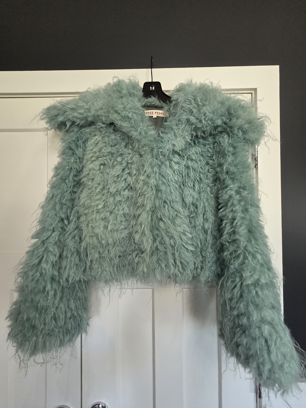 Free People Mint Green Faux Fur Feathered Coat - Picture 3 of 3